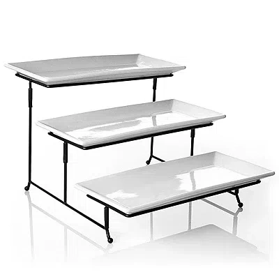 Kirkland's 3-tier White Serving Plates In White