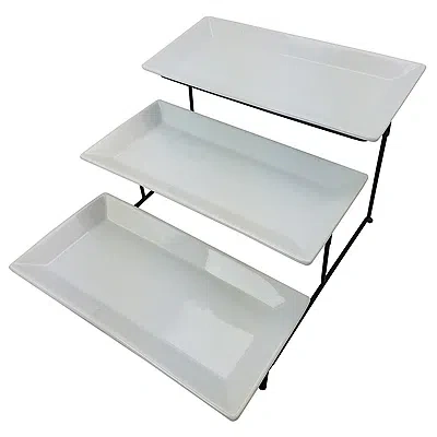 Kirkland's 3-tier White Serving Plates In White