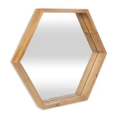 Kirkland's Wood Frame Hexagon Wall Mirror In Brown