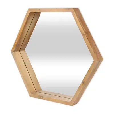 Kirkland's Wood Frame Hexagon Wall Mirror In Brown