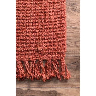 Kirkland's Hand Woven Chunky Loop Jute Area Rug In Red