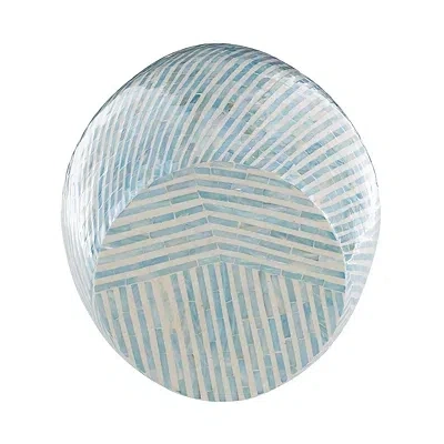 Kirkland's Mosaic Capiz Shell Drum End Table In Blue