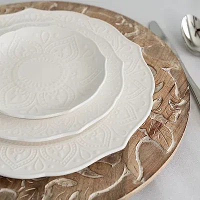 Kirkland's Dahlia Embossed Dinner Plates In White