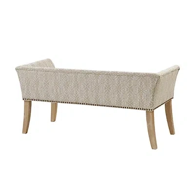 Kirkland's Patterned Short Wingback Upholstered Bench In White