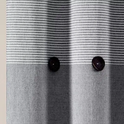 Kirkland's Button And Stripe Shower Curtain In Gray