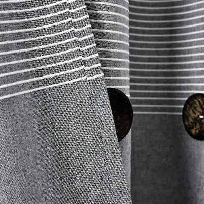 Kirkland's Button And Stripe Shower Curtain In Gray