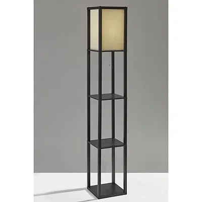 Kirkland's Walnut Shelf William Floor Lamp In Black