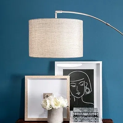 Kirkland's Curved Floor Lamp With Marble Base In Silver