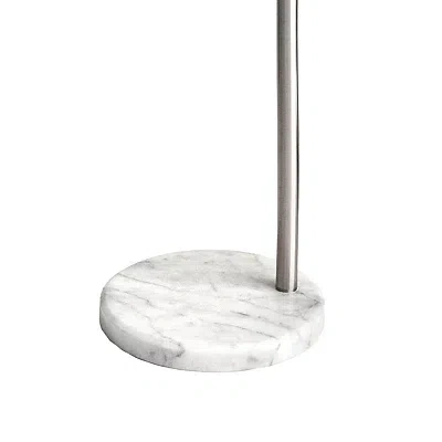 Kirkland's Curved Floor Lamp With Marble Base In Silver