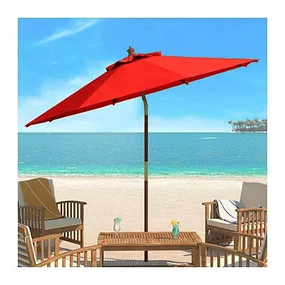 Kirkland's Safavieh Red 9 Ft. Eucalyptus Outdoor Umbrella In Red