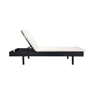 Kirkland's Safavieh Black Wicker Chaise With Beige Cushion In Black