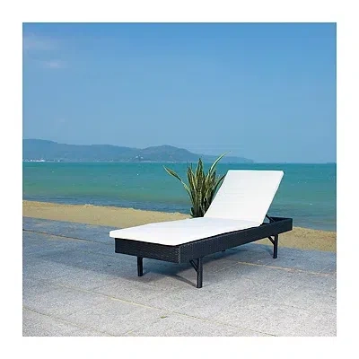 Kirkland's Safavieh Black Wicker Chaise With Beige Cushion In Black