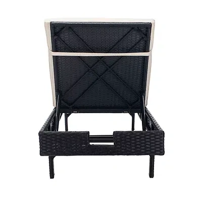 Kirkland's Safavieh Black Wicker Chaise With Beige Cushion In Black