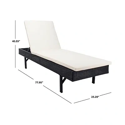 Kirkland's Safavieh Black Wicker Chaise With Beige Cushion In Black