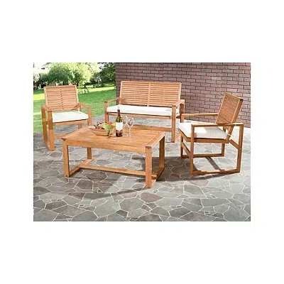 Kirkland's Patio Set With White Cushions In Brown