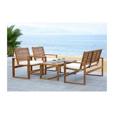 Kirkland's Patio Set With White Cushions In Brown
