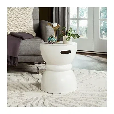 Kirkland's Drum Accent Table With Handles In White