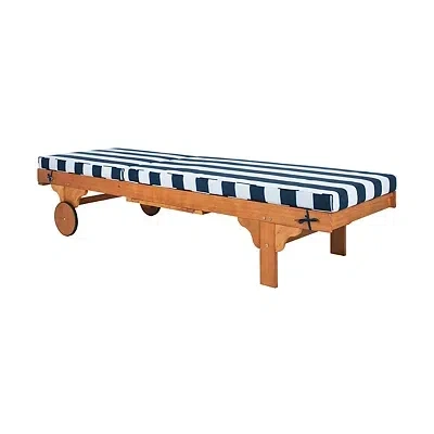 Kirkland's Wood Chaise With Table And Striped Cushion In Multi