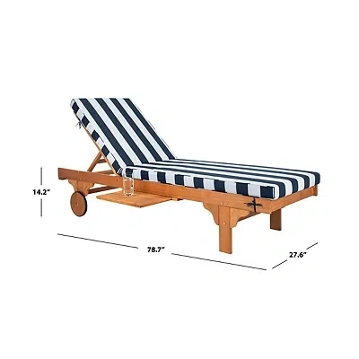 Kirkland's Wood Chaise With Table And Striped Cushion In Multi