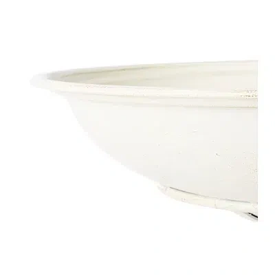 Kirkland's Scroll Metal Fluted Bird Bath In White