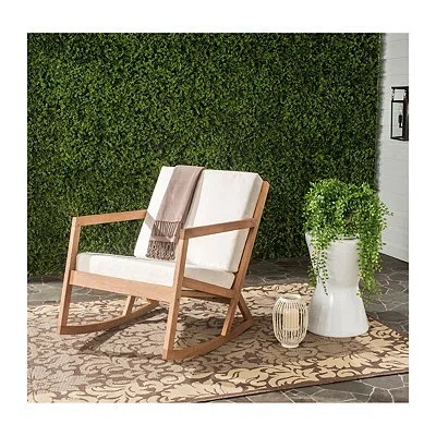 Kirkland's Eucalyptus Wood With Beige Cushion Rocking Chair In Brown