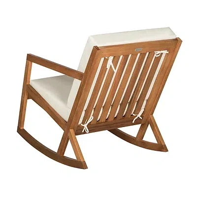 Kirkland's Eucalyptus Wood With Beige Cushion Rocking Chair In Brown