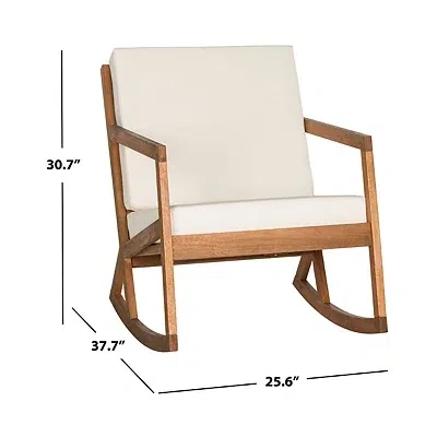 Kirkland's Eucalyptus Wood With Beige Cushion Rocking Chair In Brown