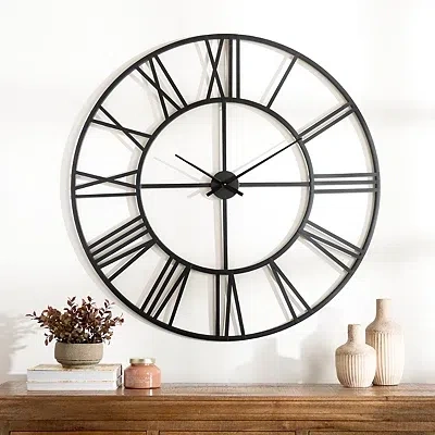 Kirkland's Metal Open Face Aiden Wall Clock In Black