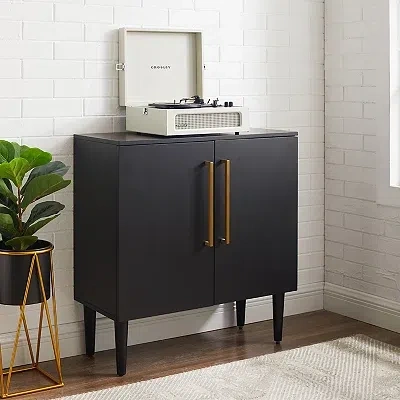 Kirkland's Modern Black And Gold Cabinet In Black