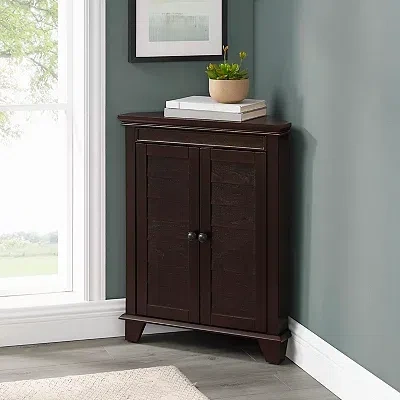 Kirkland's Nikki Dark Brown Wooden Corner Cabinet In Brown