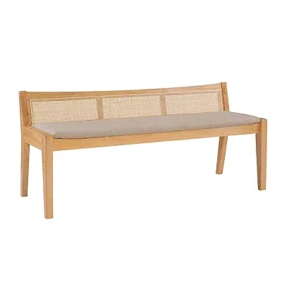 Kirkland's Woven Rattan Back Minimalist Bench In Brown