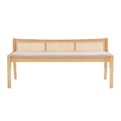 Kirkland's Woven Rattan Back Minimalist Bench In Brown