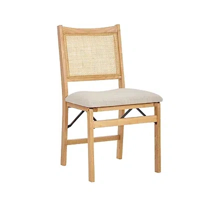 Kirkland's Folding Rattan Cane Back Cushioned Chair In Brown