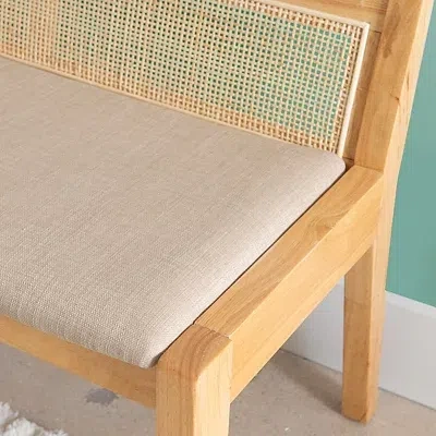 Kirkland's Woven Rattan Back Minimalist Bench In Brown
