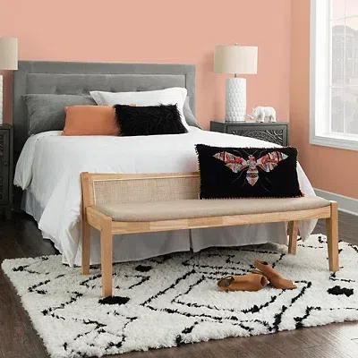 Kirkland's Woven Rattan Back Minimalist Bench In Brown