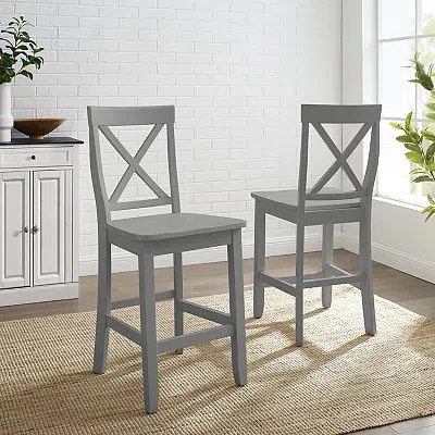 Kirkland's Wood X-back Counter Stools In Gray