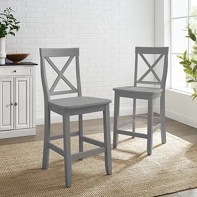 Kirkland's Wood X-back Counter Stools In Gray