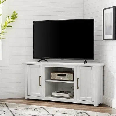 Kirkland's Rustic White Katy-corner Tv Stand In White