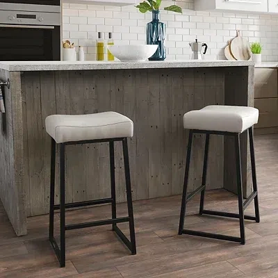 Kirkland's Stone Faux Leather Counter Stools In Black