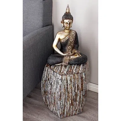 Kirkland's Mussel Shell Hexagonal Accent Table In Gray