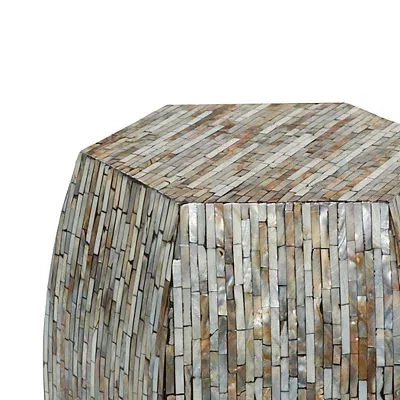 Kirkland's Mussel Shell Hexagonal Accent Table In Gray