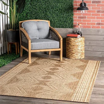 Kirkland's Raina Brown Tribal Zig Zag Outdoor Rug In Brown