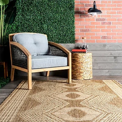 Kirkland's Raina Brown Tribal Zig Zag Outdoor Rug In Brown