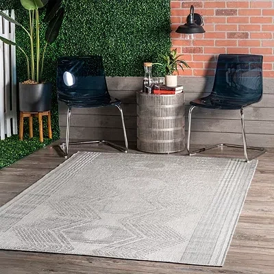 Kirkland's Raina Gray Tribal Zig Zag Outdoor Rug In Gray