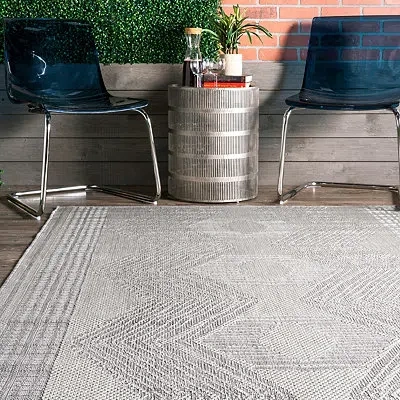 Kirkland's Raina Gray Tribal Zig Zag Outdoor Rug In Gray