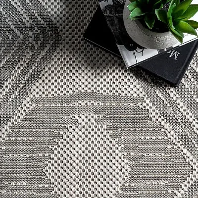 Kirkland's Raina Gray Tribal Zig Zag Outdoor Rug In Gray