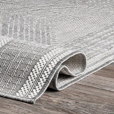 Kirkland's Raina Gray Tribal Zig Zag Outdoor Rug In Gray