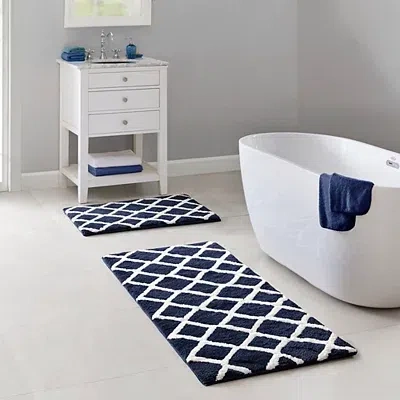Kirkland's Geometric Pattern Reversible Bath Mat In Blue