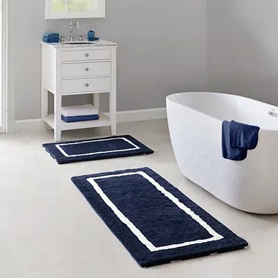 Kirkland's Geometric Pattern Reversible Bath Mat In Blue
