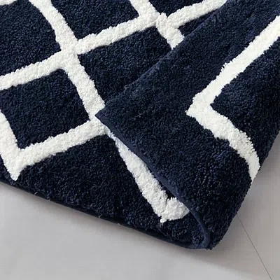Kirkland's Geometric Pattern Reversible Bath Mat In Blue